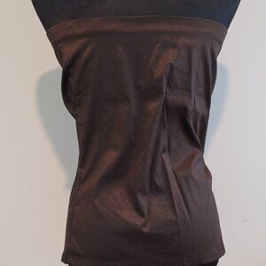 Brown Kasada Collection Size 10 Strapless Shiny Poly-elastic fabric top